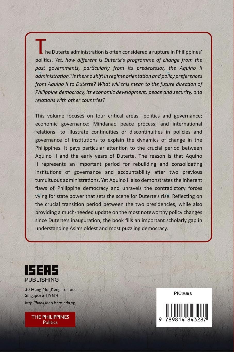 Rückseitencover From Aquino II to Duterte (2010-2018)