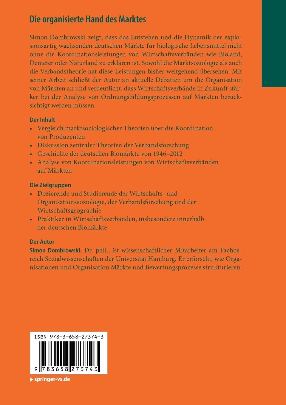 Rückseitencover Die organisierte Hand des Marktes
