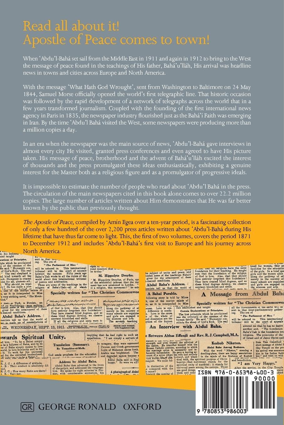 Rückseitencover THE APOSTLE OF PEACE