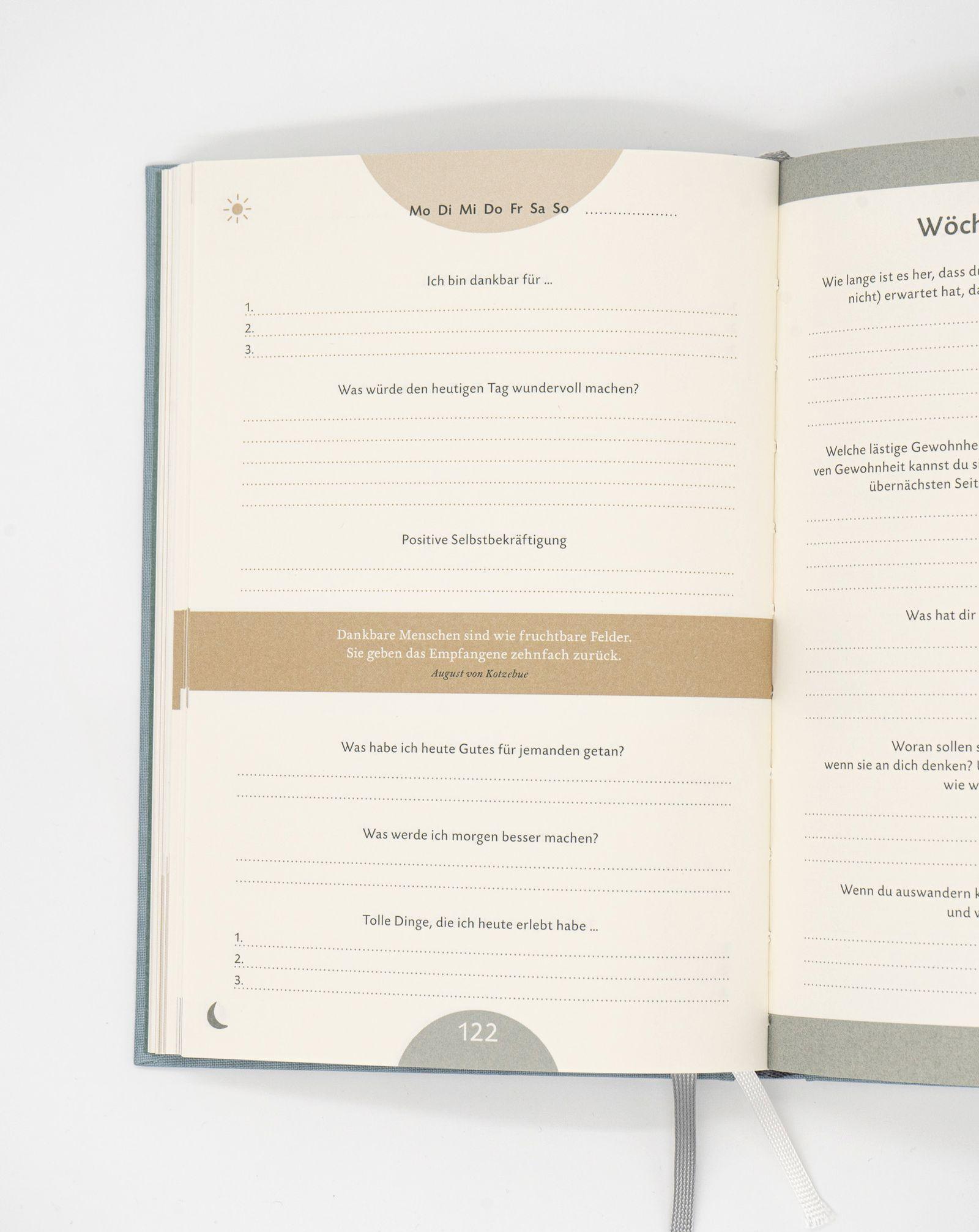 Beispielinhalt (Bild) Das 6-Minuten-Tagebuch (schwarz)