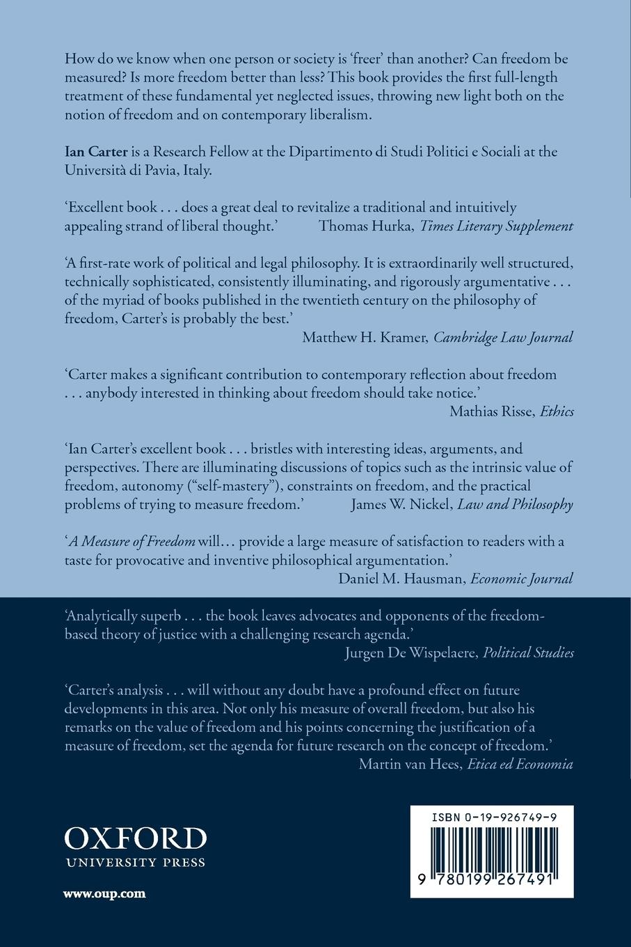 Rückseitencover A Measure of Freedom