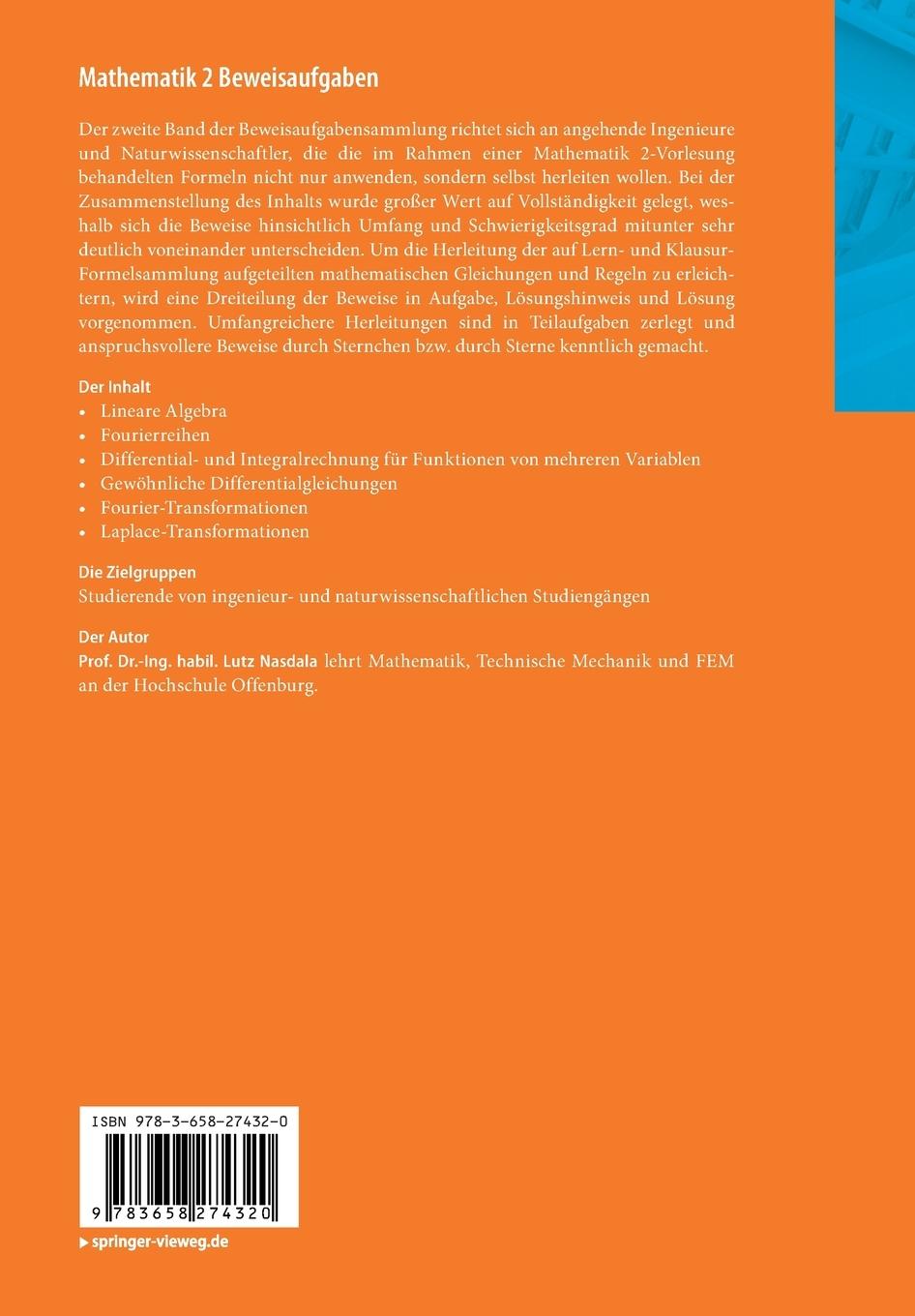 Rückseitencover Mathematik 2 Beweisaufgaben