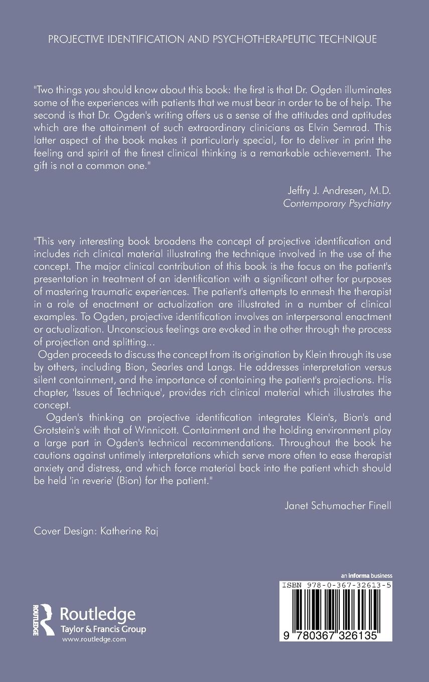 Rückseitencover Projective Identification and Psychotherapeutic Technique