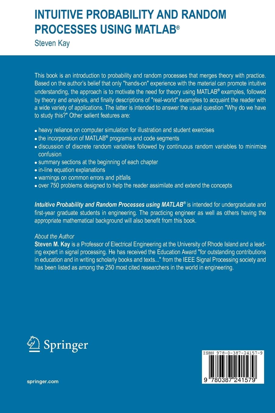 Rückseitencover Intuitive Probability and Random Processes using MATLAB®