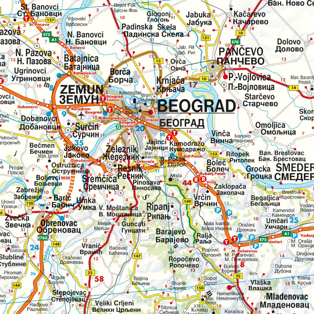 Beispielinhalt (Bild) Serbien / Montenegro / Mazedonien 1 : 500 000. Autokarte
