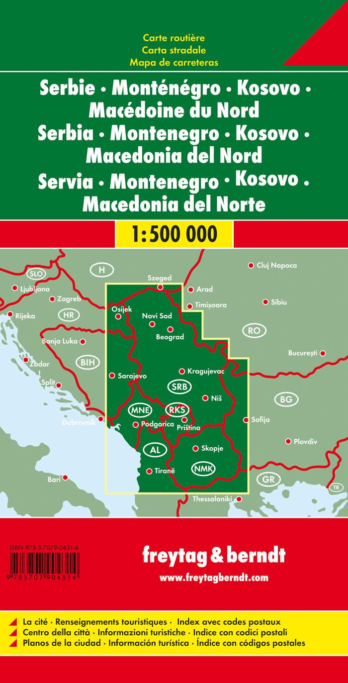 Rückseitencover Serbien / Montenegro / Mazedonien 1 : 500 000. Autokarte