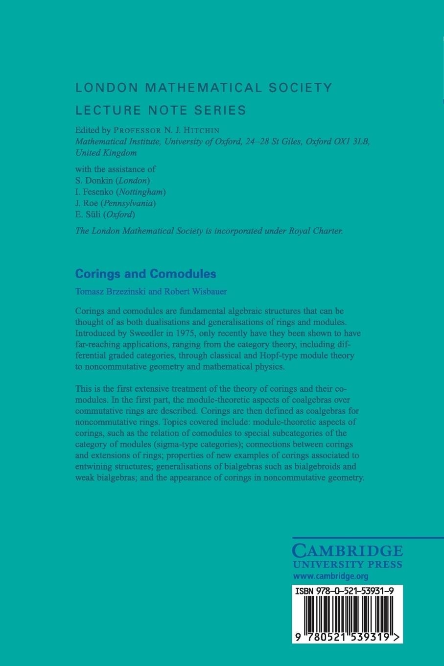 Rückseitencover Corings and Comodules