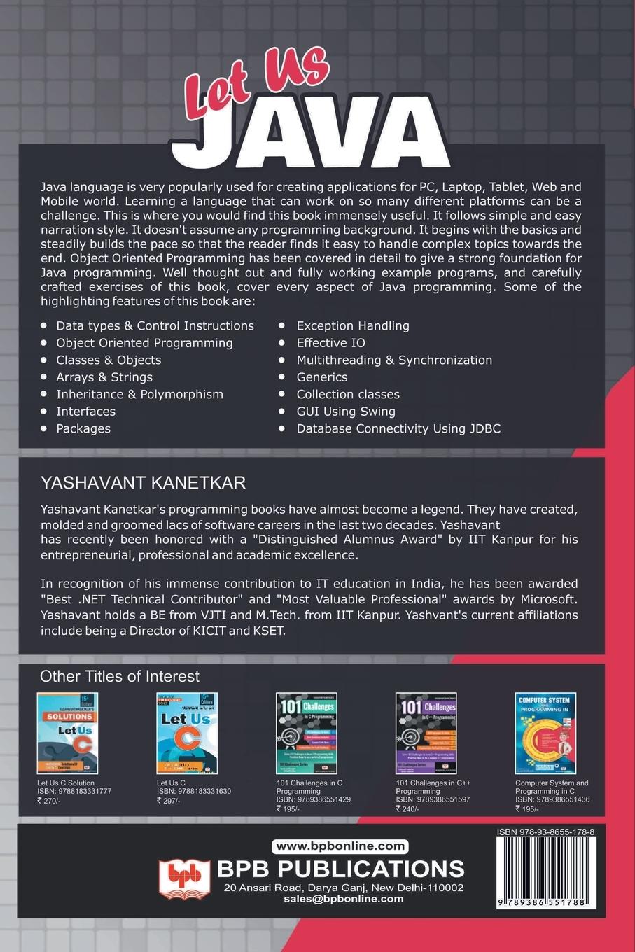 Rückseitencover LET US JAVA-3rd EDITION