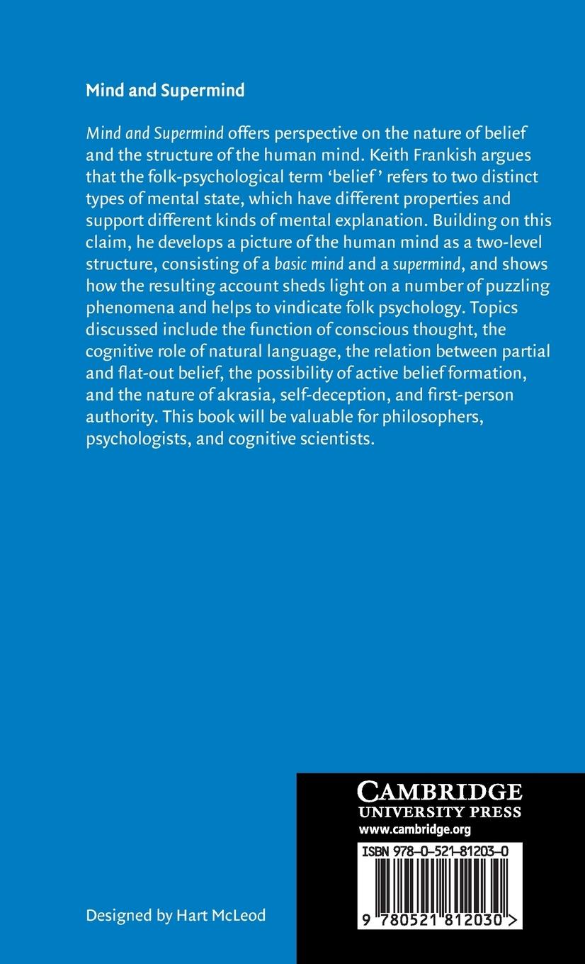 Rückseitencover Mind and Supermind