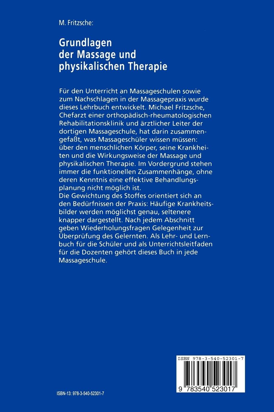 Rückseitencover Grundlagen der Massage und physikalischen Therapie