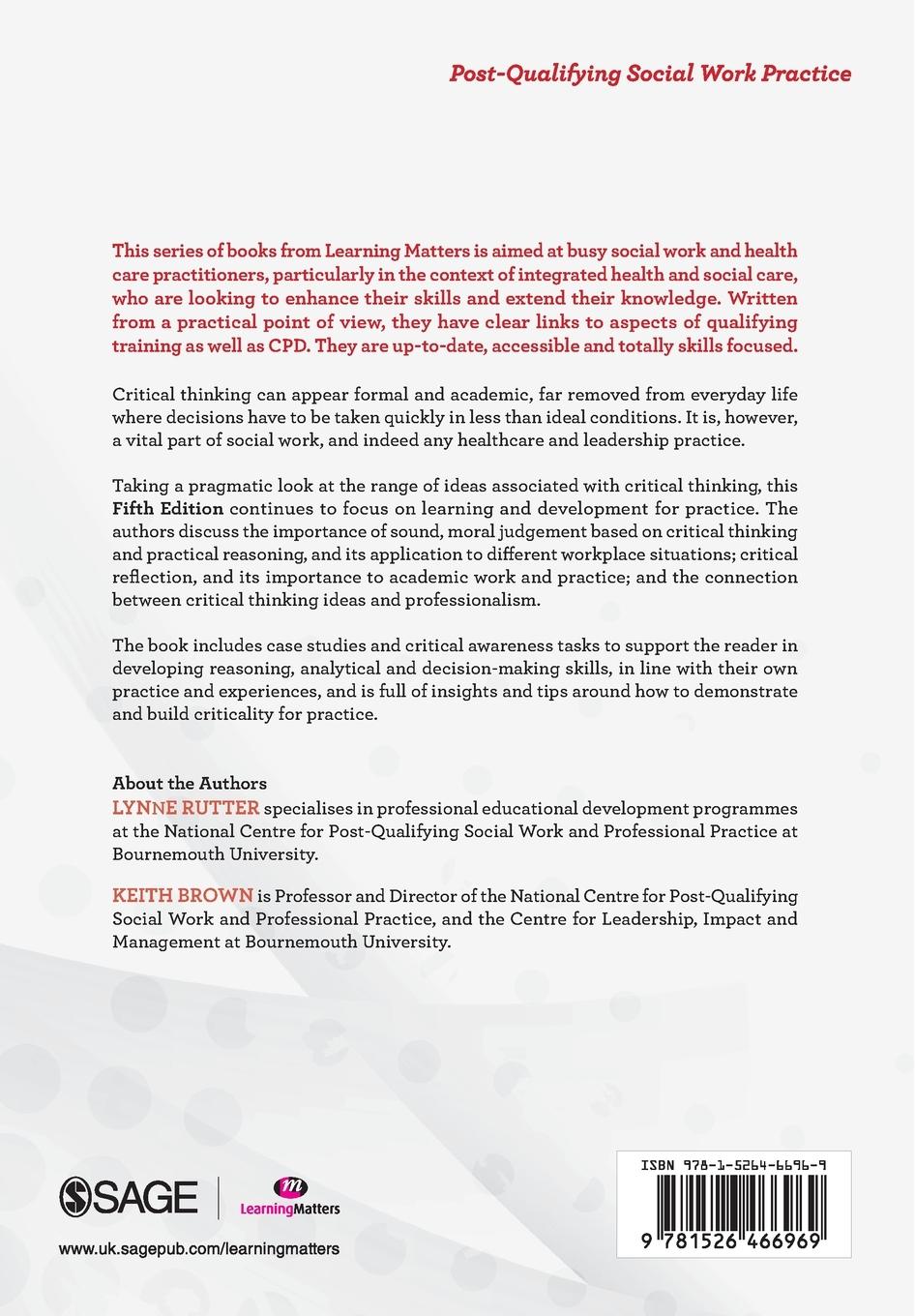 Rückseitencover Critical Thinking and Professional Judgement for Social Work