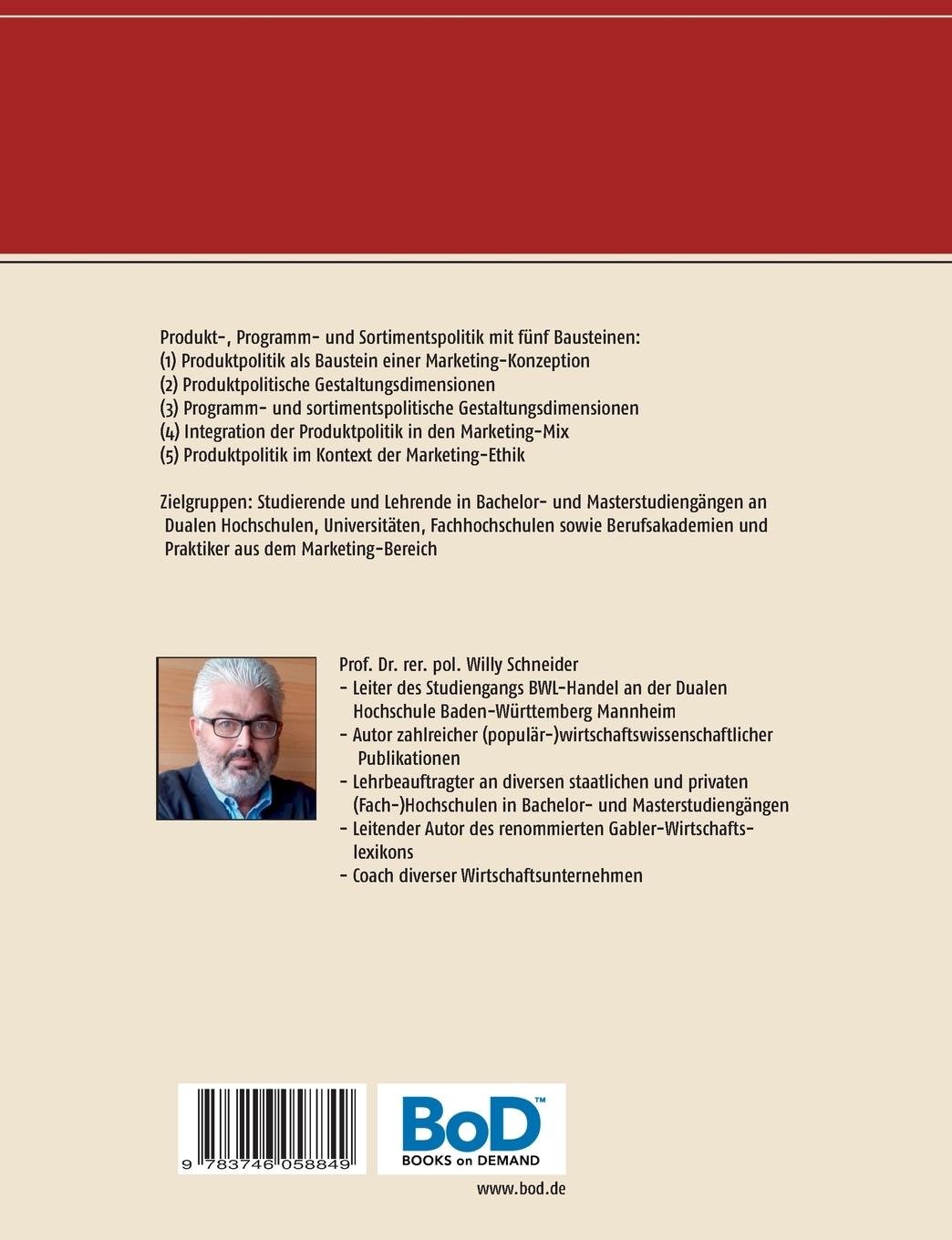 Rückseitencover Einführung in die Produkt-,  Programm- und Sortimentspolitik