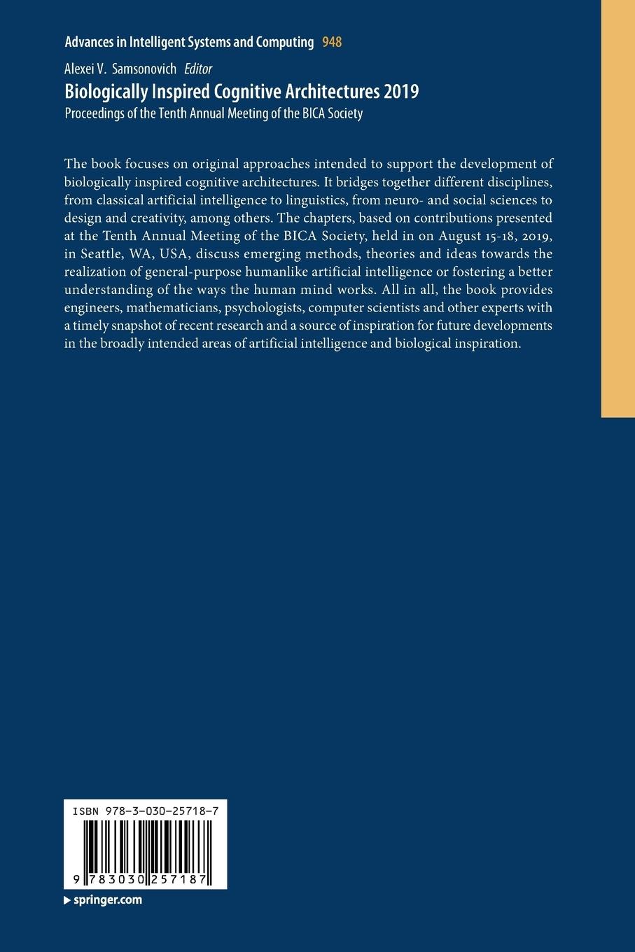 Rückseitencover Biologically Inspired Cognitive Architectures 2019