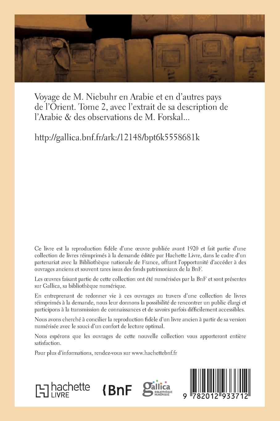 Rückseitencover Voyage de M. Niebuhr En Arabie Et En d'Autres Pays de l'Orient. Tome 2