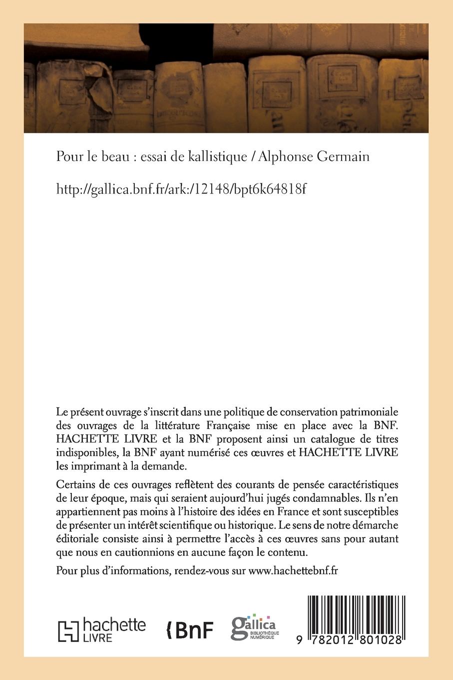 Rückseitencover Pour le beau