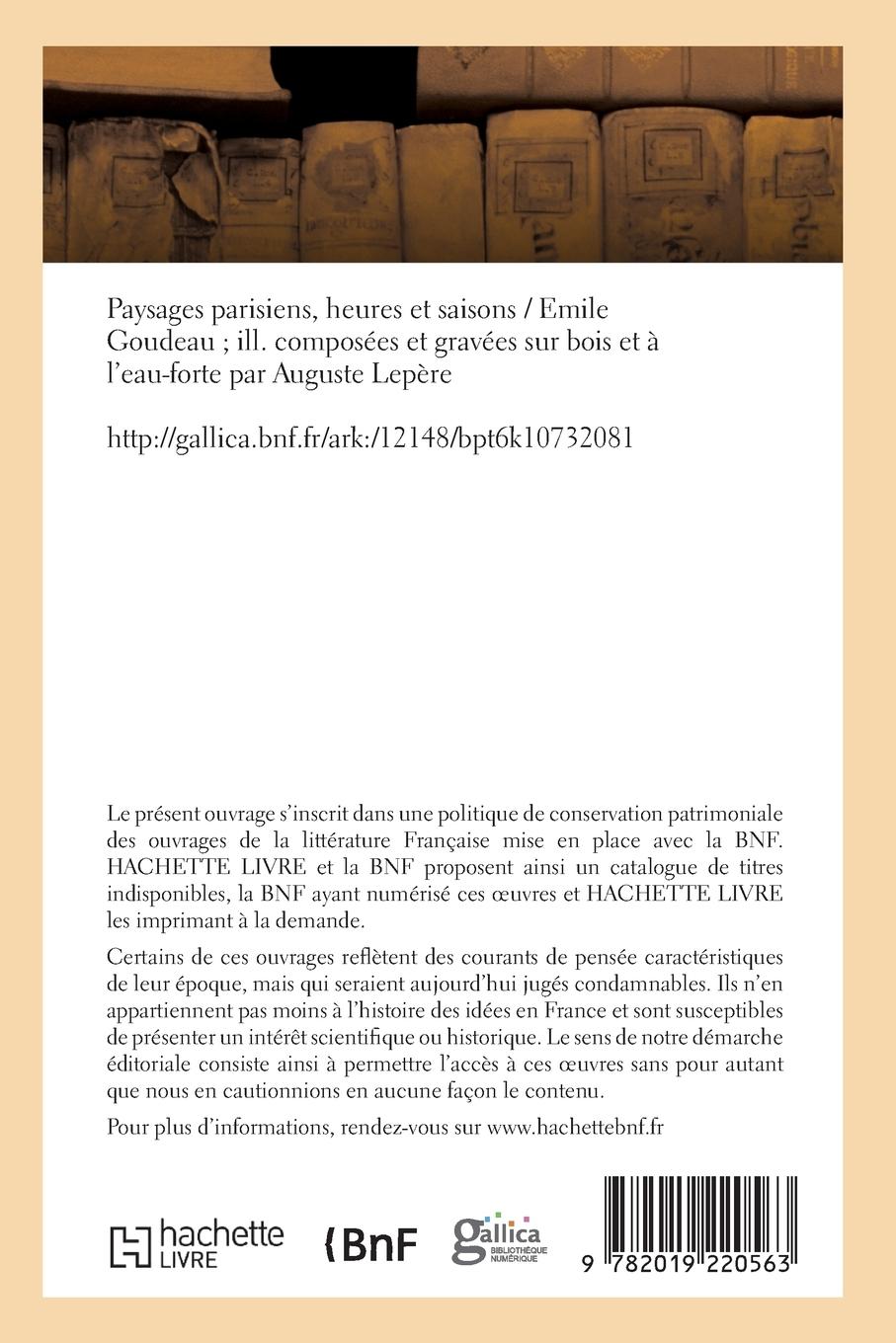 Rückseitencover Paysages Parisiens, Heures Et Saisons