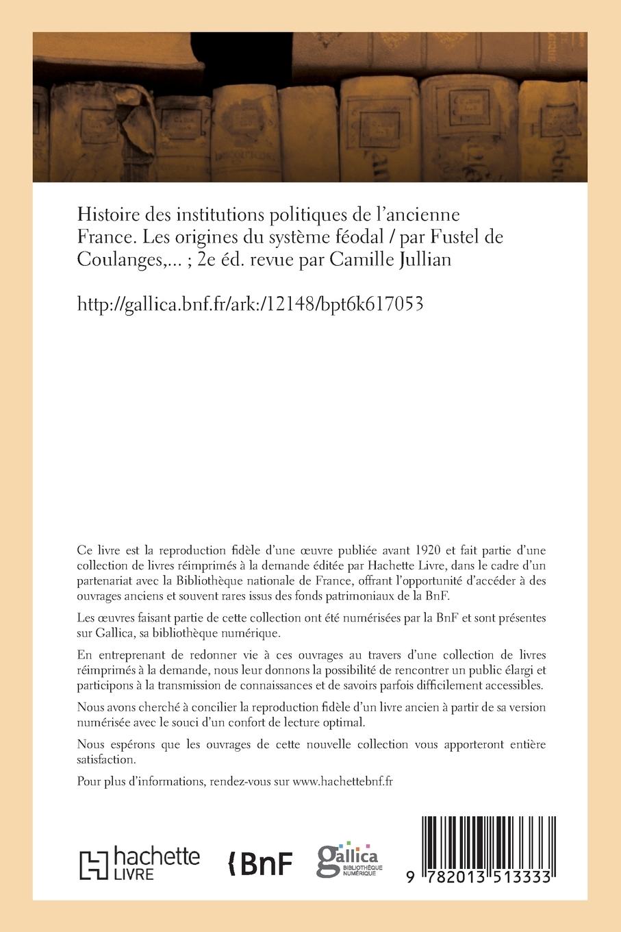 Rückseitencover Histoire Des Institutions Politiques de l'Ancienne France Volume 5
