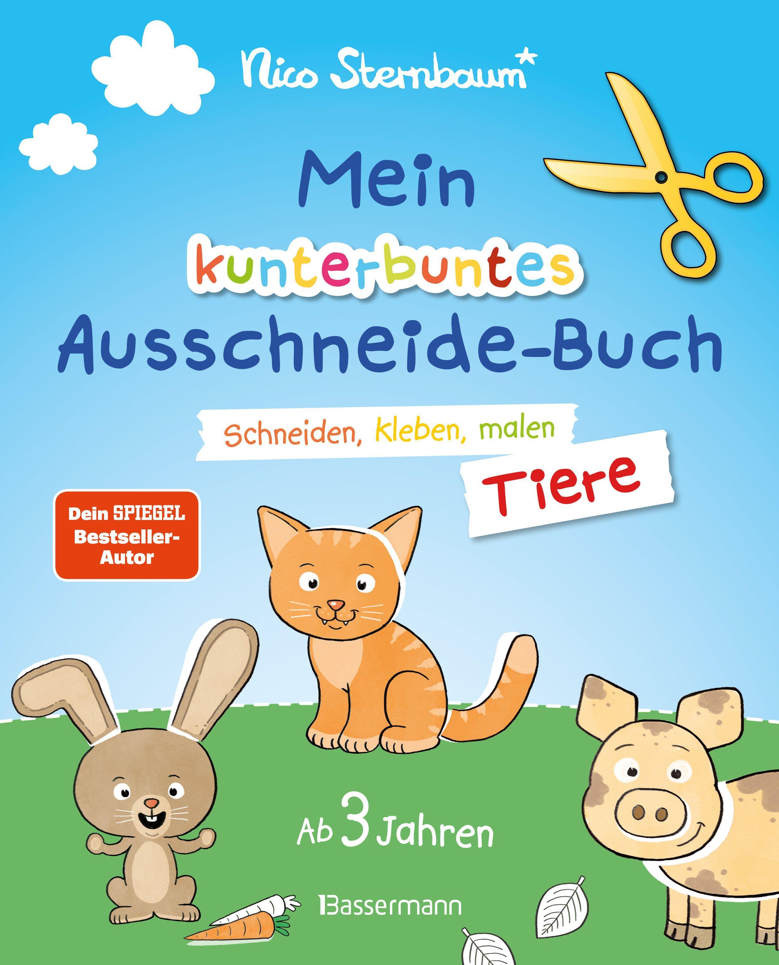 Vorderes Coverbild Mein kunterbuntes Ausschneidebuch - Tiere. Schneiden, kleben, malen ab 3 Jahren. Mit Scherenführerschein