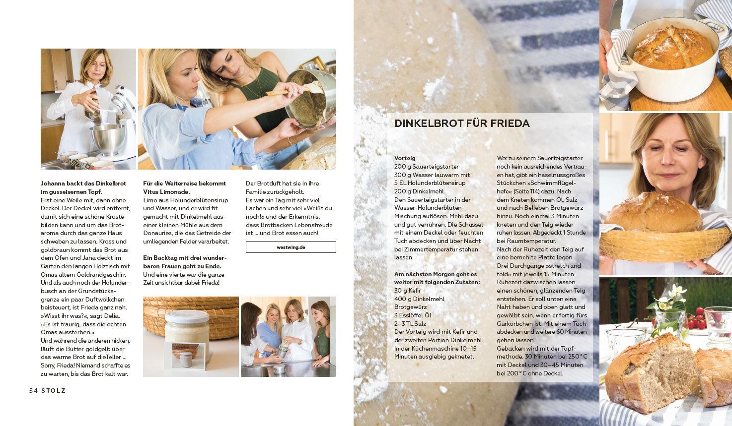 Beispielinhalt (Bild) Sauerteig - Glück vermehrt sich in 4 Tagen. Brot backen mit Achtsamkeit, Entschleunigung und entspannten Bäckern rund um die Welt. Sonderausgabe mit vielen Original-Rezepten