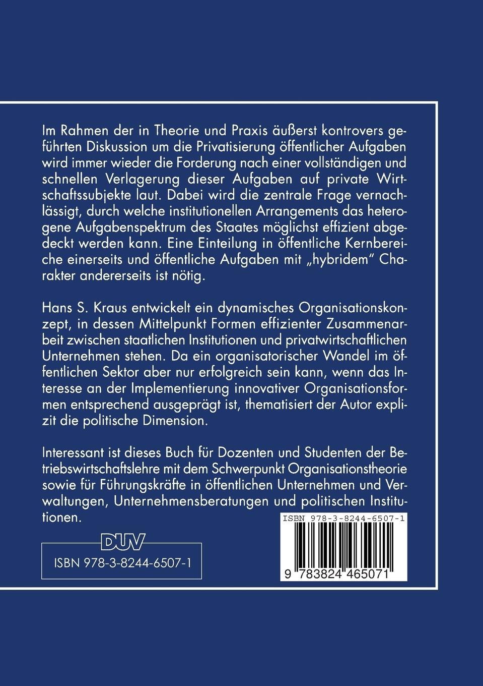 Rückseitencover Privatisierung öffentlicher Aufgaben