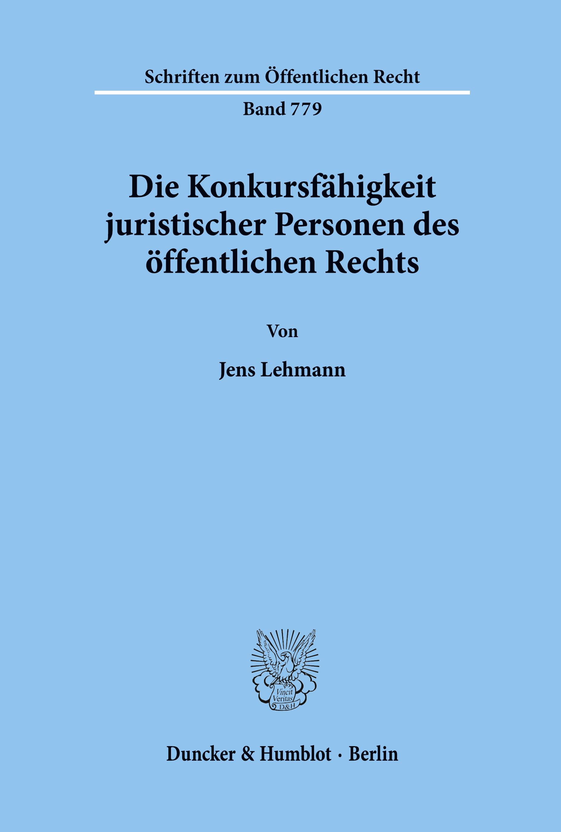 Vorderes Coverbild Die Konkursfähigkeit juristischer Personen des öffentlichen Rechts.
