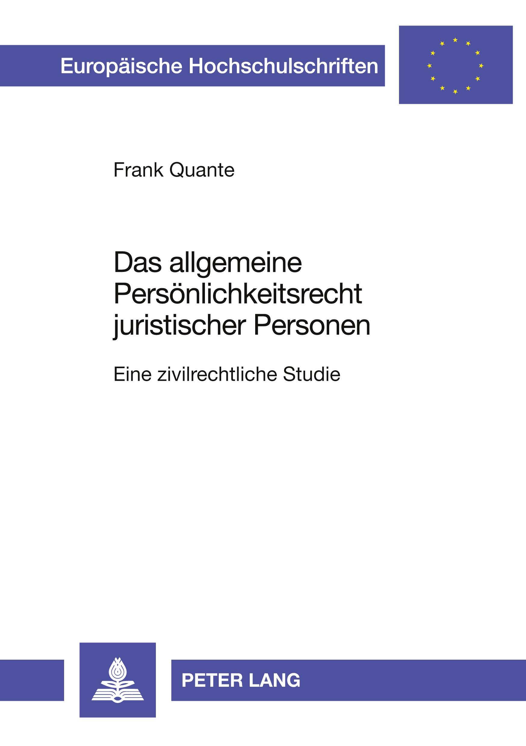 Vorderes Coverbild Das allgemeine Persönlichkeitsrecht juristischer Personen