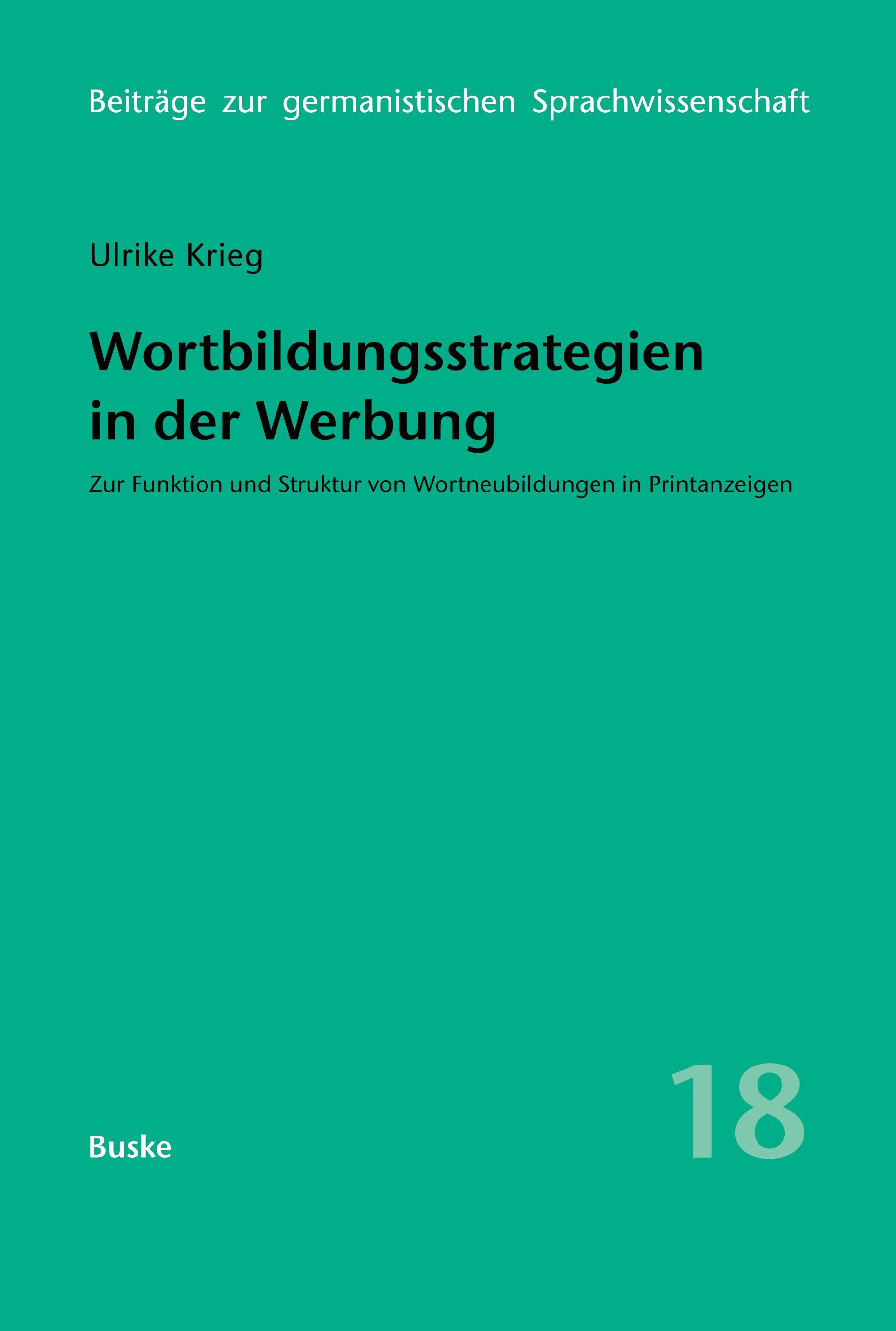 Vorderes Coverbild Wortbildungsstrategien in der Werbung