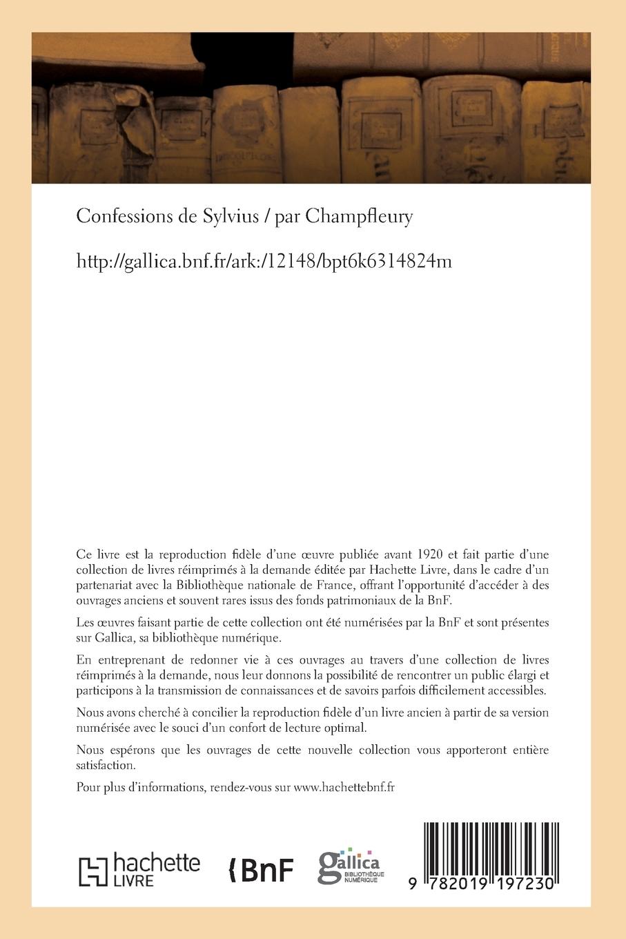 Rückseitencover Confessions de Sylvius