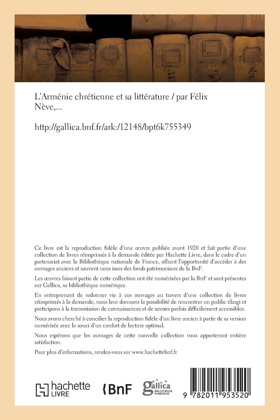 Rückseitencover L'Arménie Chrétienne Et Sa Littérature