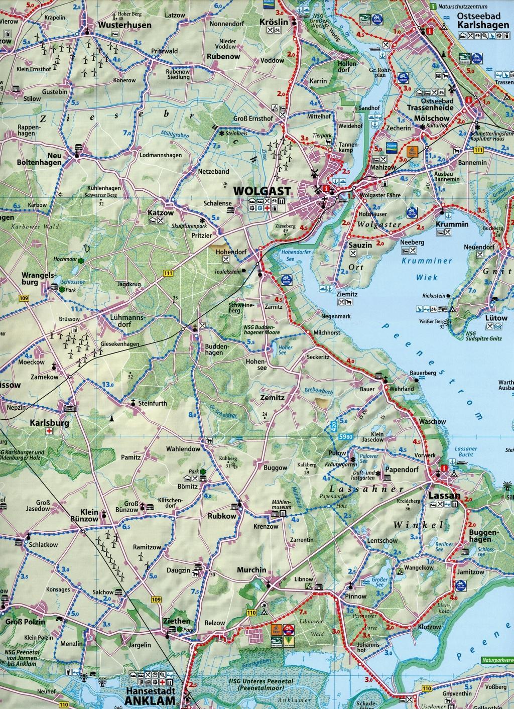 Beispielinhalt (Bild) Reise- und Entdeckerkarte Stralsund, Greifswald, Usedom 1 : 100 000