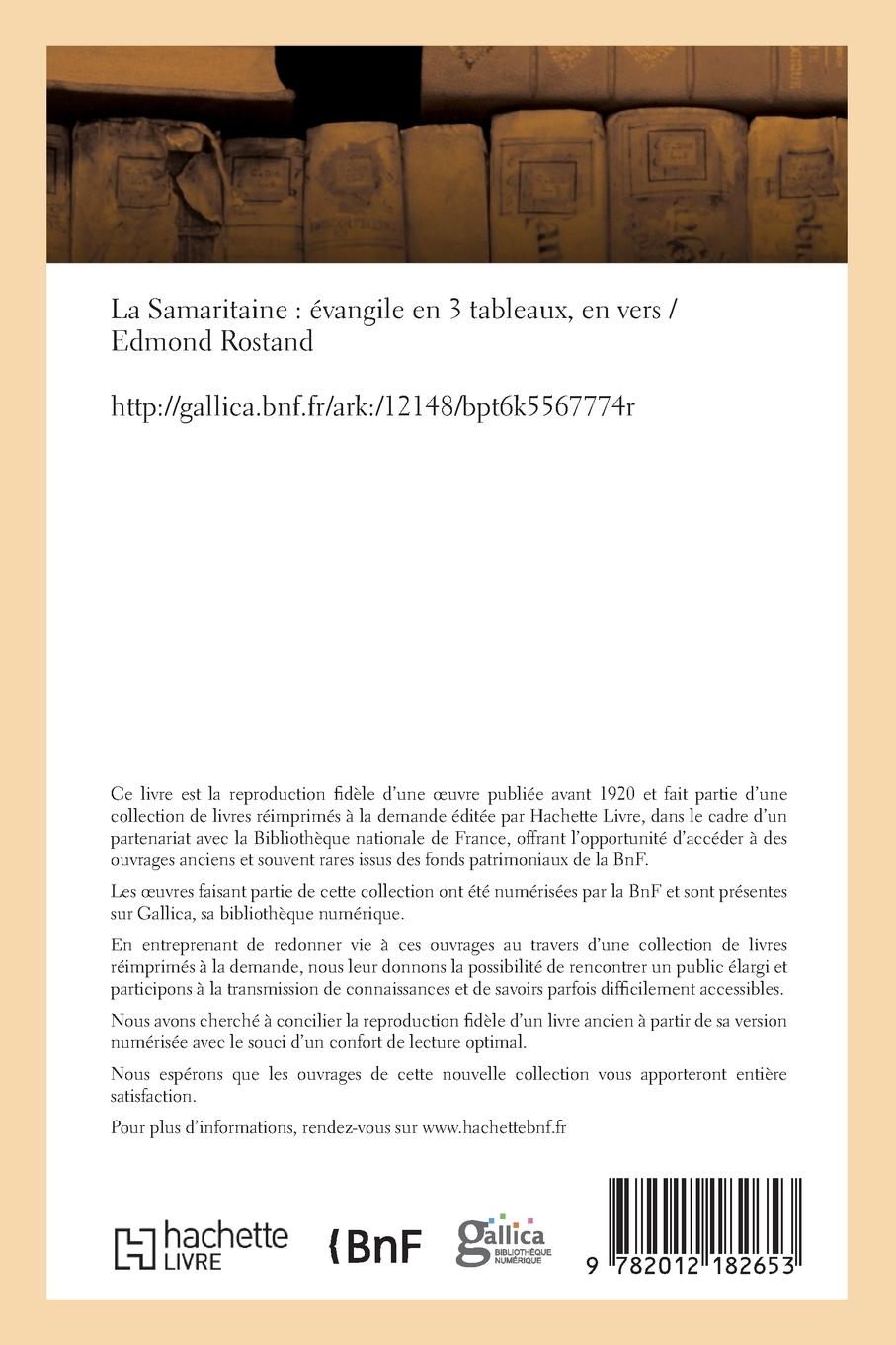 Rückseitencover La Samaritaine: Évangile En 3 Tableaux, En Vers