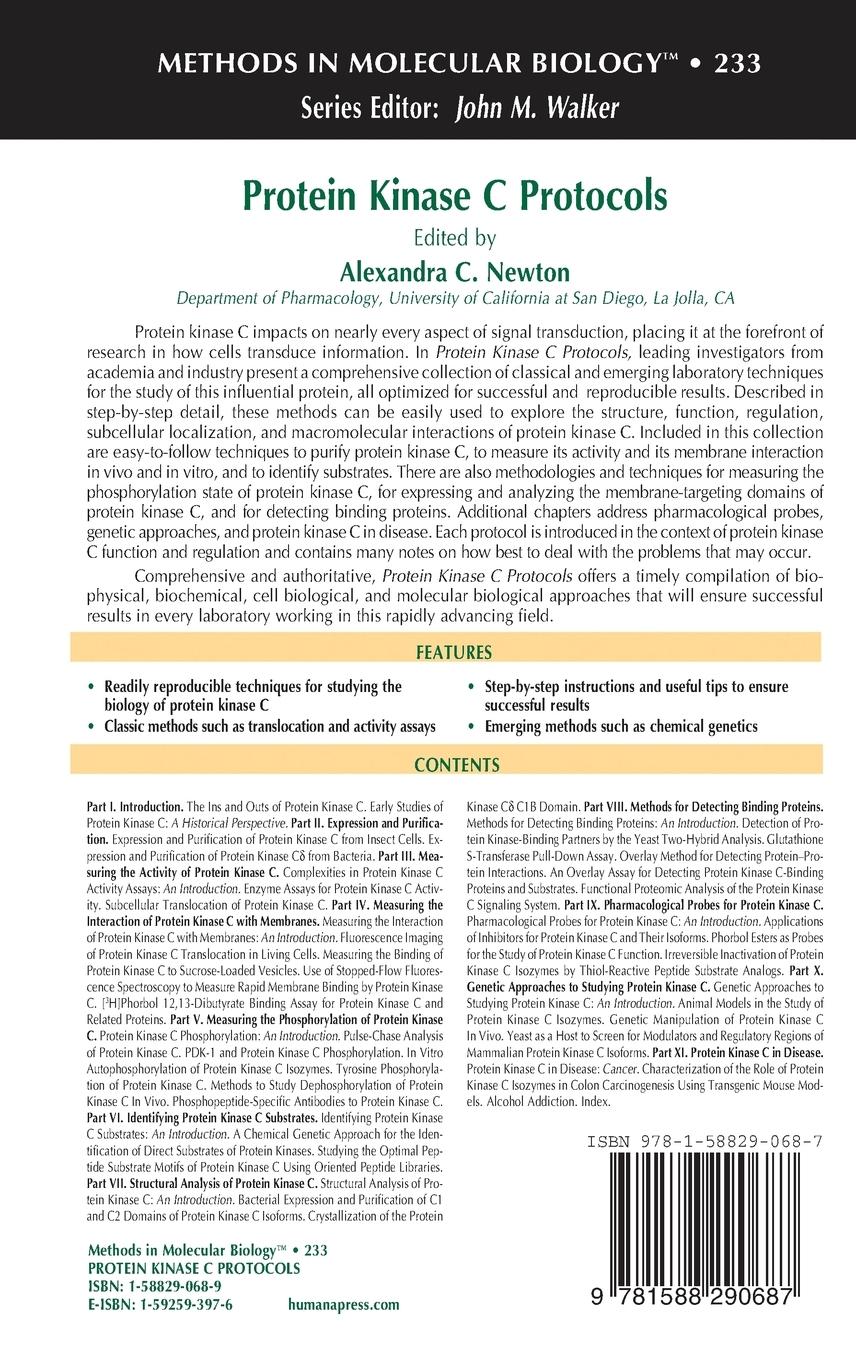 Rückseitencover Protein Kinase C Protocols