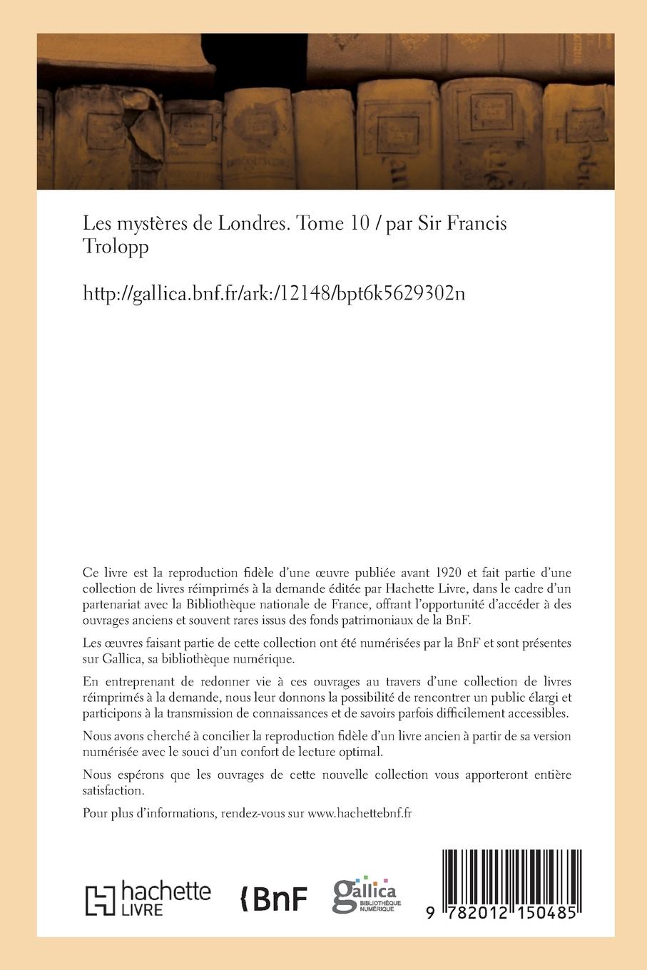 Rückseitencover Les Mystères de Londres. Tome 1