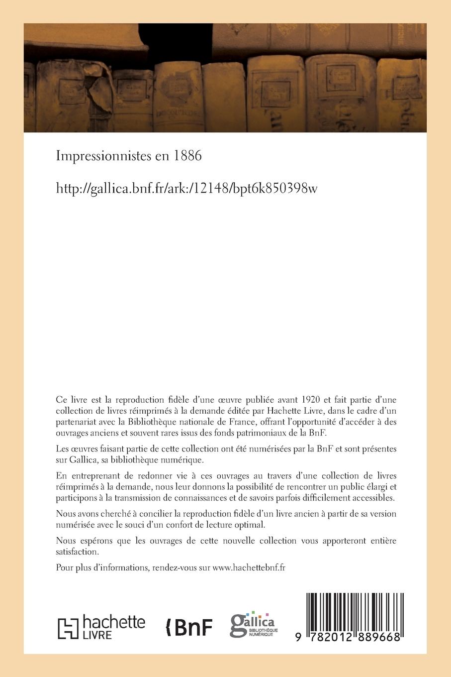 Rückseitencover Impressionnistes En 1886