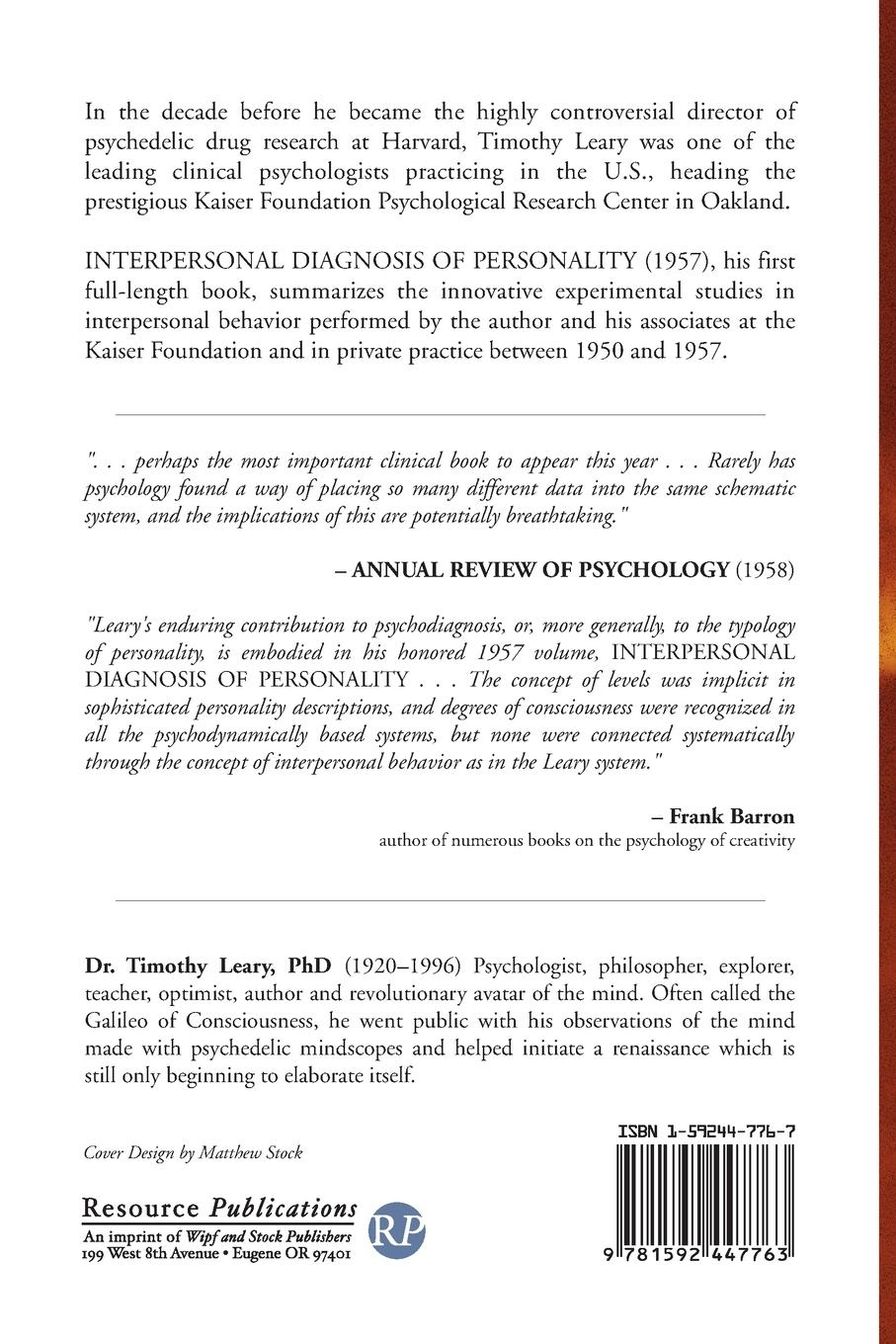 Rückseitencover Interpersonal Diagnosis of Personality