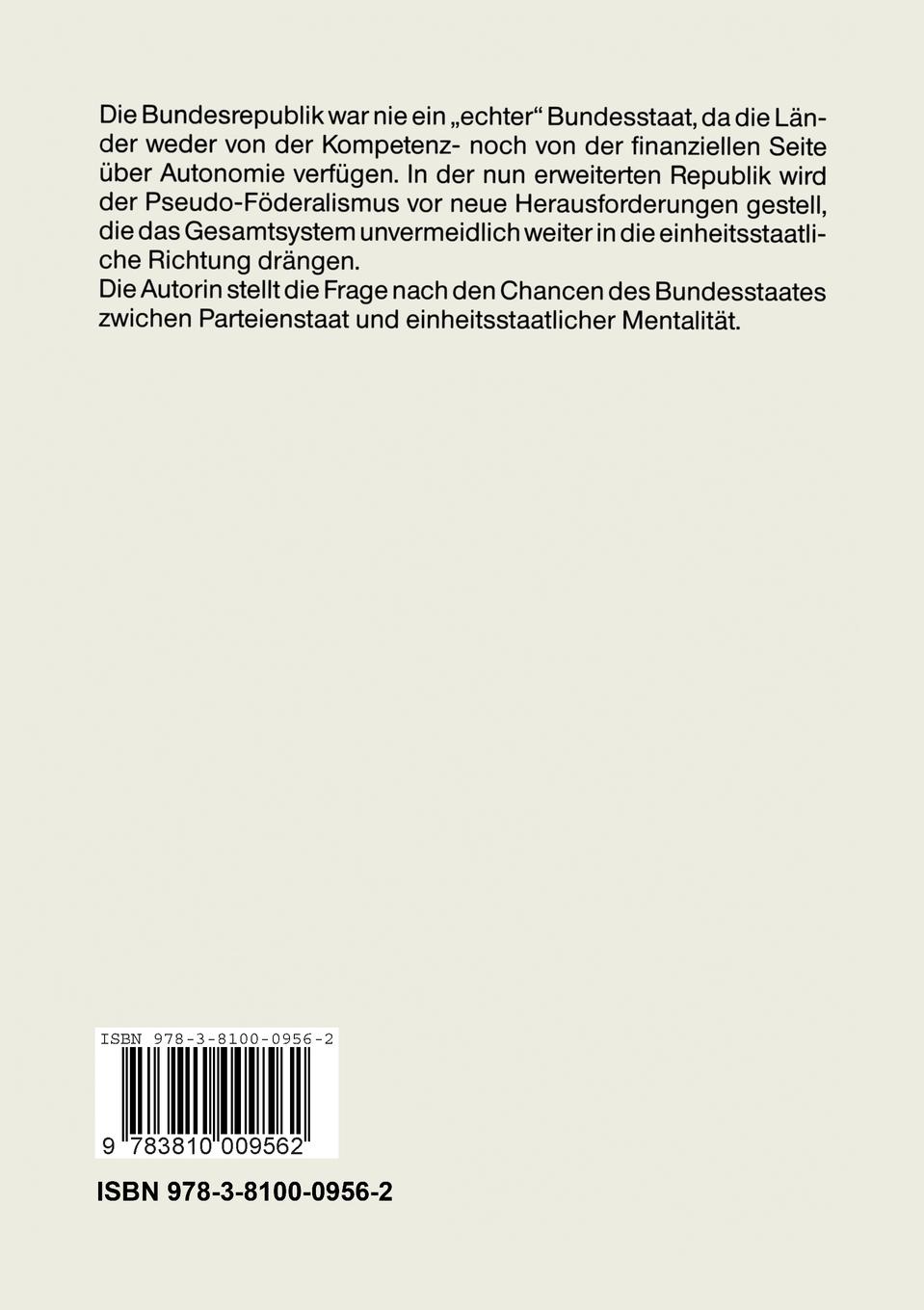 Rückseitencover Der verkappte Einheitsstaat