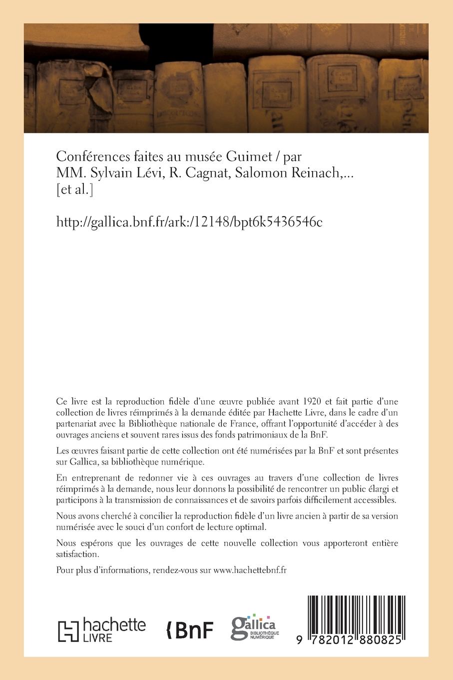 Rückseitencover Conférences Faites Au Musée Guimet