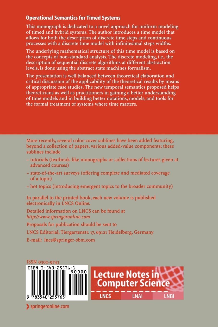 Rückseitencover Operational Semantics for Timed Systems