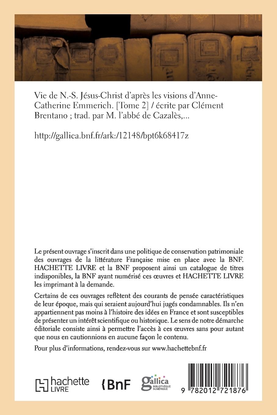 Rückseitencover Vie de N.-S. Jésus-Christ. Tome 2