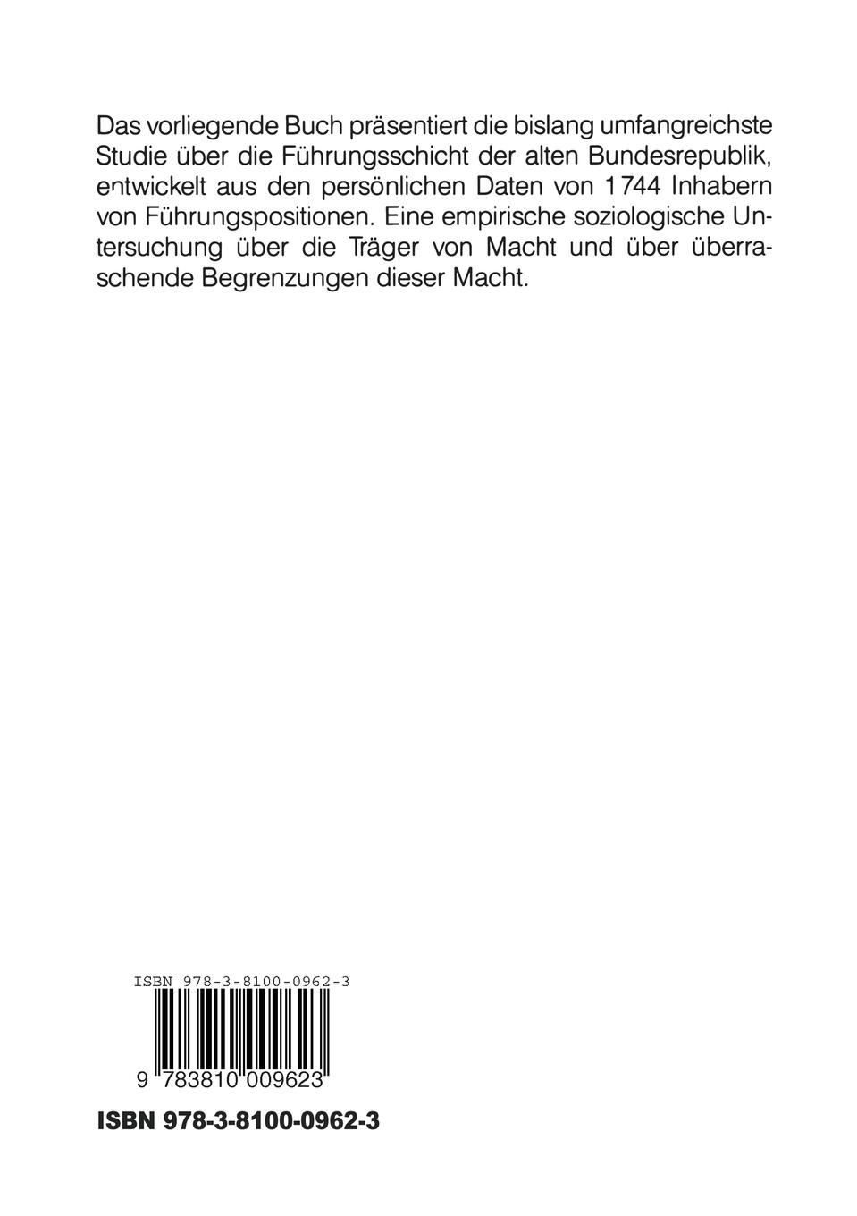 Rückseitencover Eliten, Macht und Konflikt in der Bundesrepublik