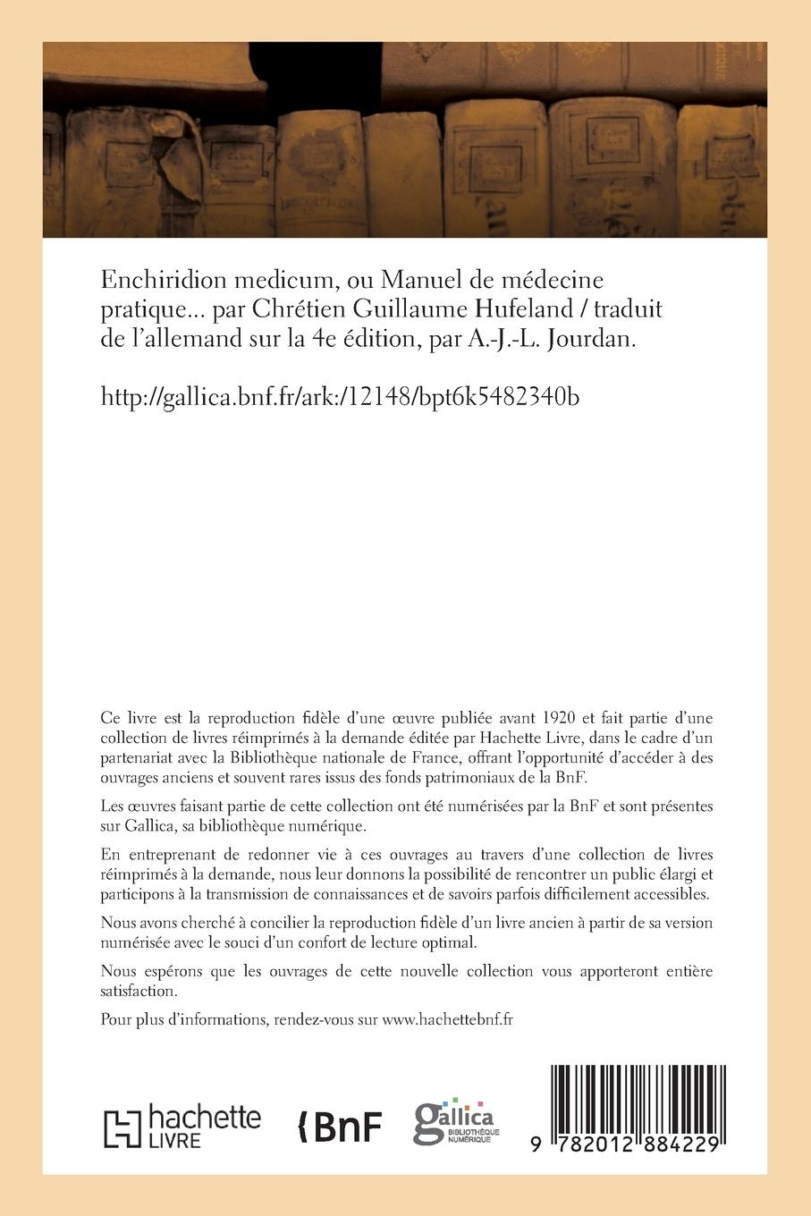Rückseitencover Enchiridion Medicum, Ou Manuel de Médecine Pratique