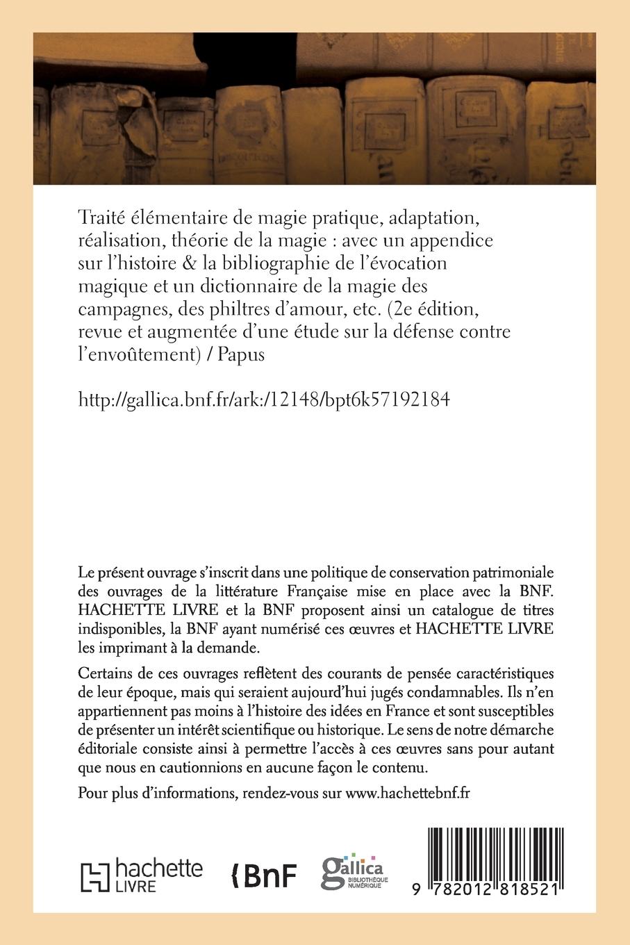 Rückseitencover Traité Élémentaire de Magie Pratique, Adaptation, Réalisation, Théorie de la Magie