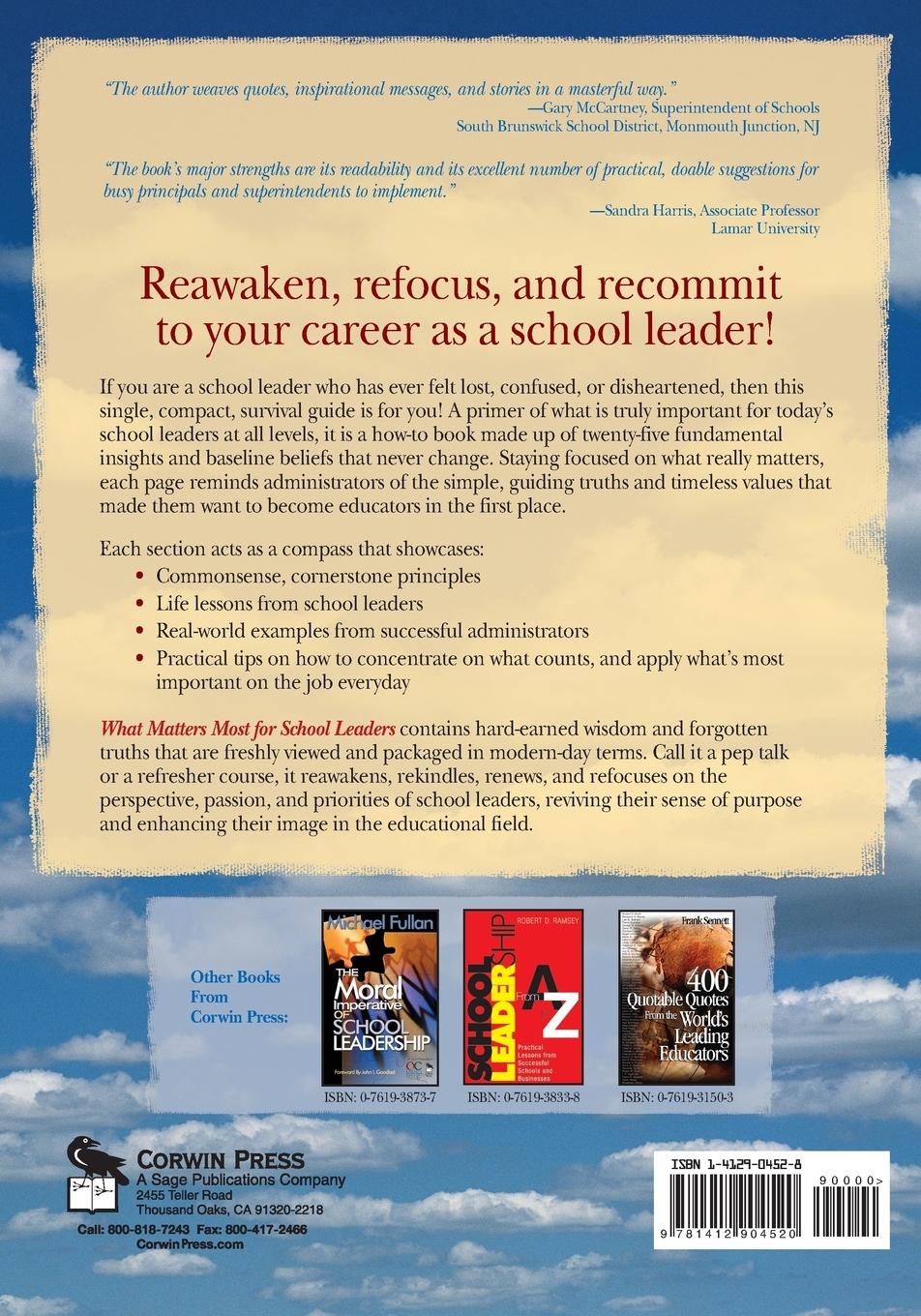 Rückseitencover What Matters Most for School Leaders