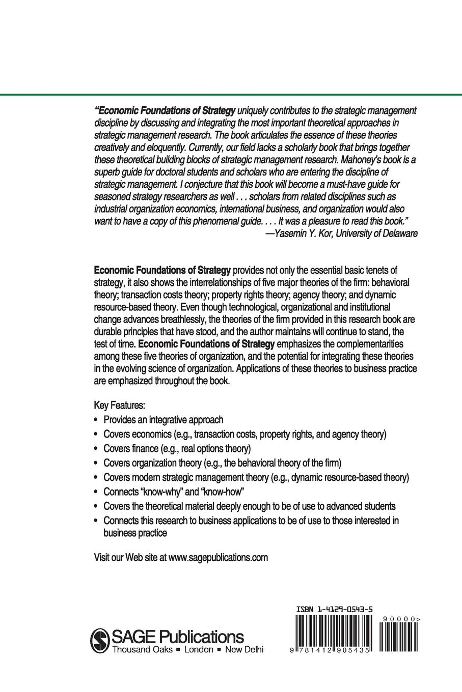 Rückseitencover Economic Foundations of Strategy
