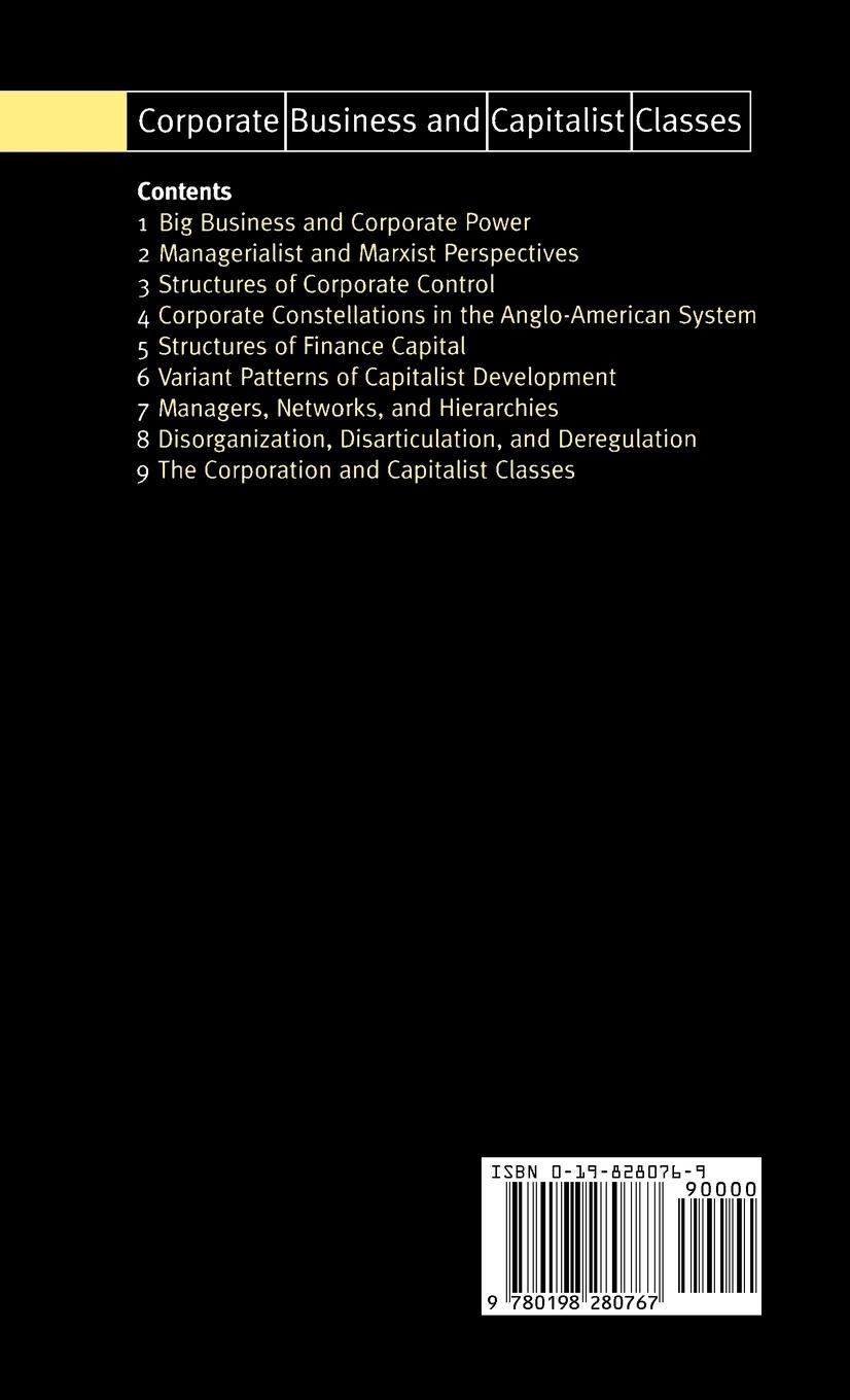 Rückseitencover Corporate Business and Capitalist Classes
