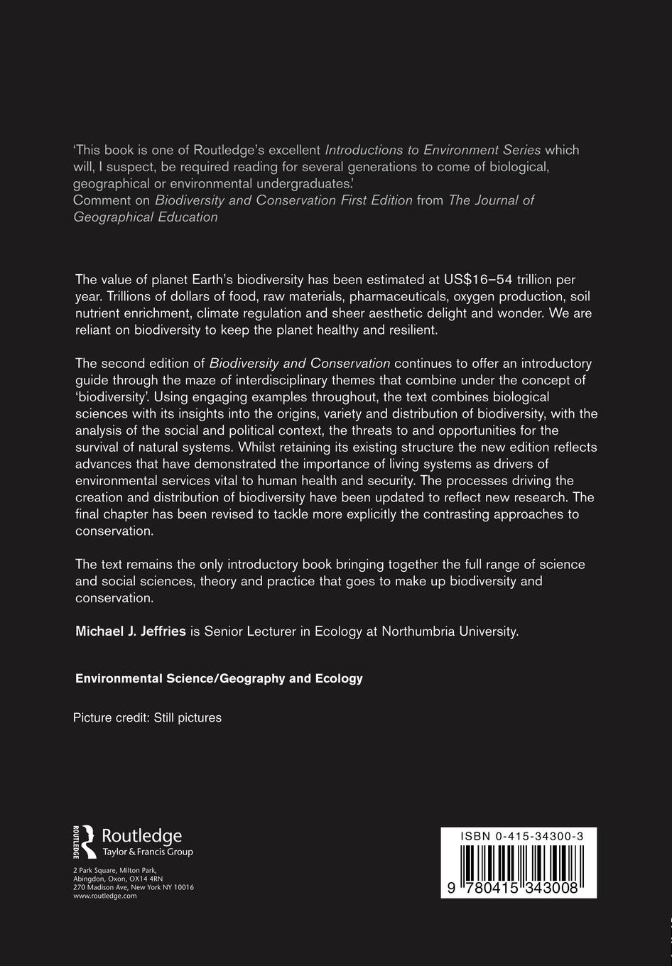 Rückseitencover Biodiversity and Conservation