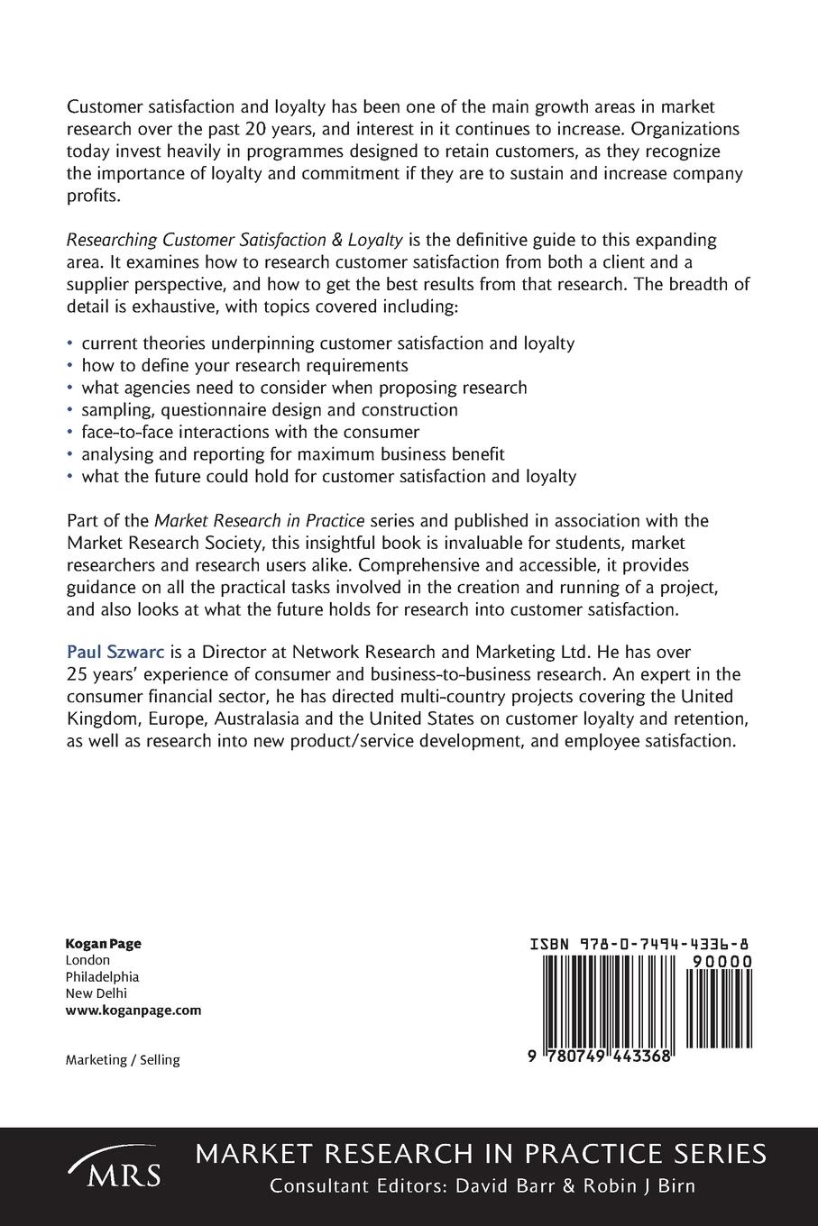 Rückseitencover Researching Customer Satisfaction & Loyalty