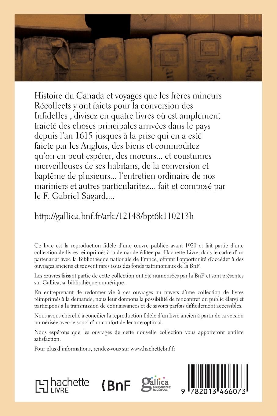 Rückseitencover Histoire Du Canada Et Voyages Que Les Frères Mineurs Récollects Pour La Conversion Des Infidelles