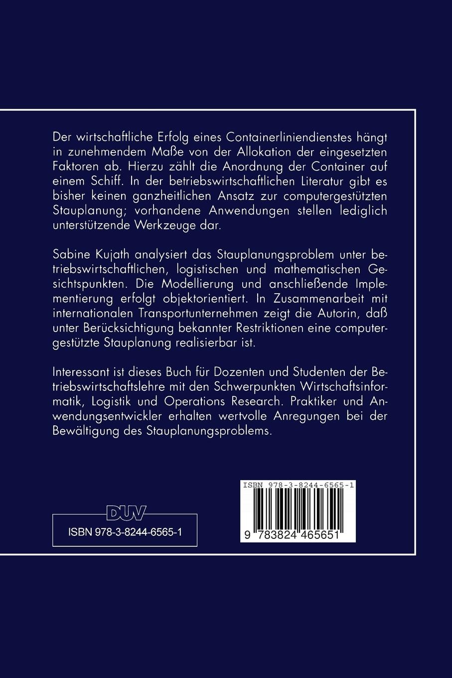 Rückseitencover Stauplanung für Containerschiffe