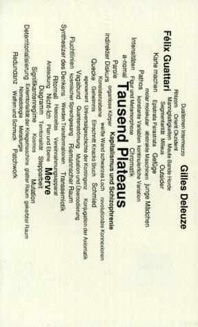 Vorderes Coverbild Tausend Plateaus. Kapitalismus und Schizophrenie